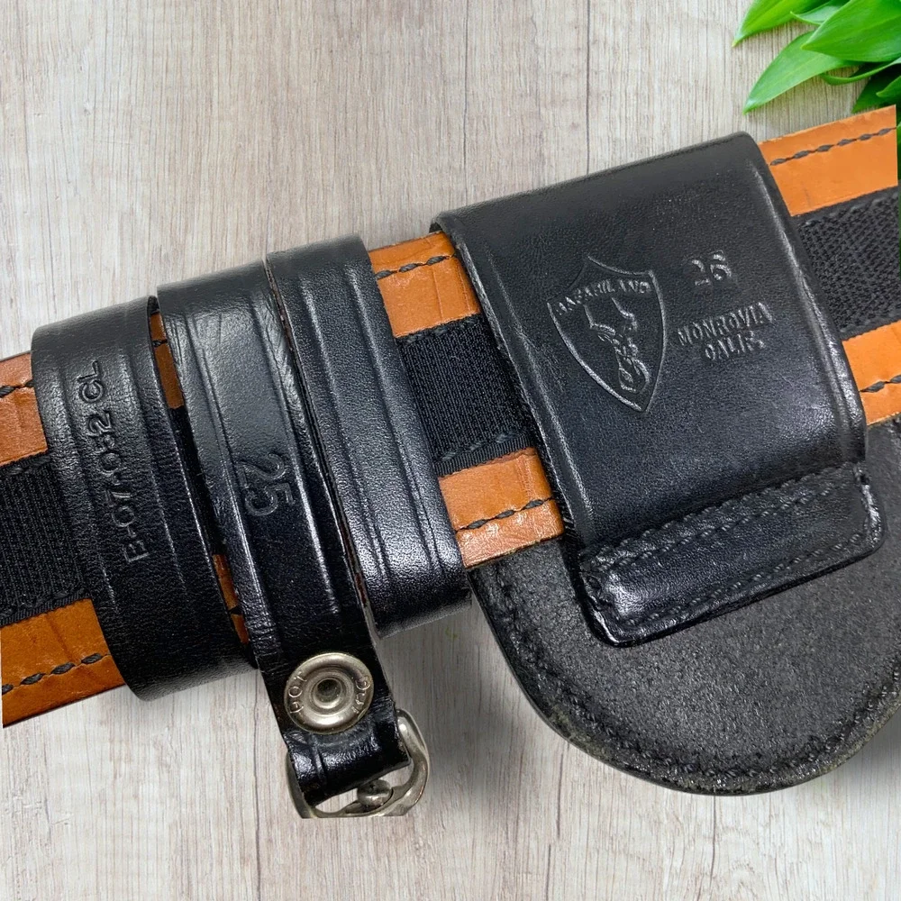 Vintage Bucheimer Clark Black Leather Tactical Buckleless Belt Safariland Gear